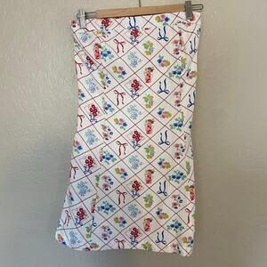 Smocked Strapless Mini Tube Dress Sz Medium Linen Blend Coquette Italian Summer